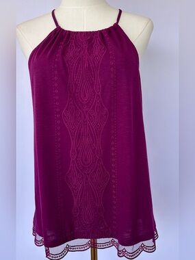 White House Black Market Women’s Embroidered Halter‎ Top Jewel Tone Size Medium